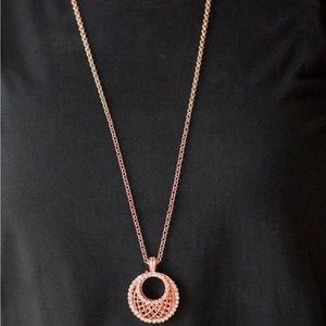 NEW Vintage Boutique Rose Gold Diamond Rhinestone Victorian Pendant Necklace